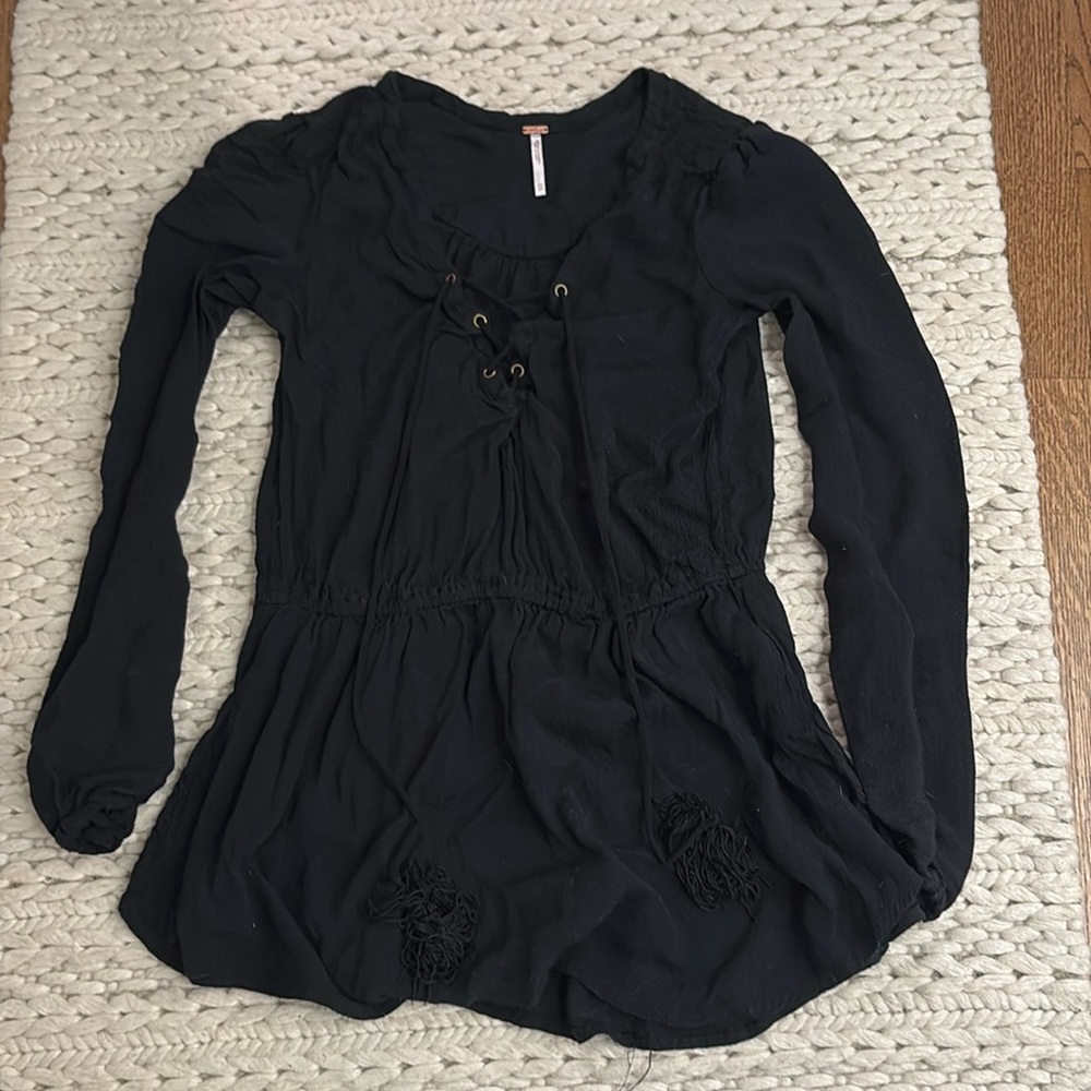 free people tie front ruched top